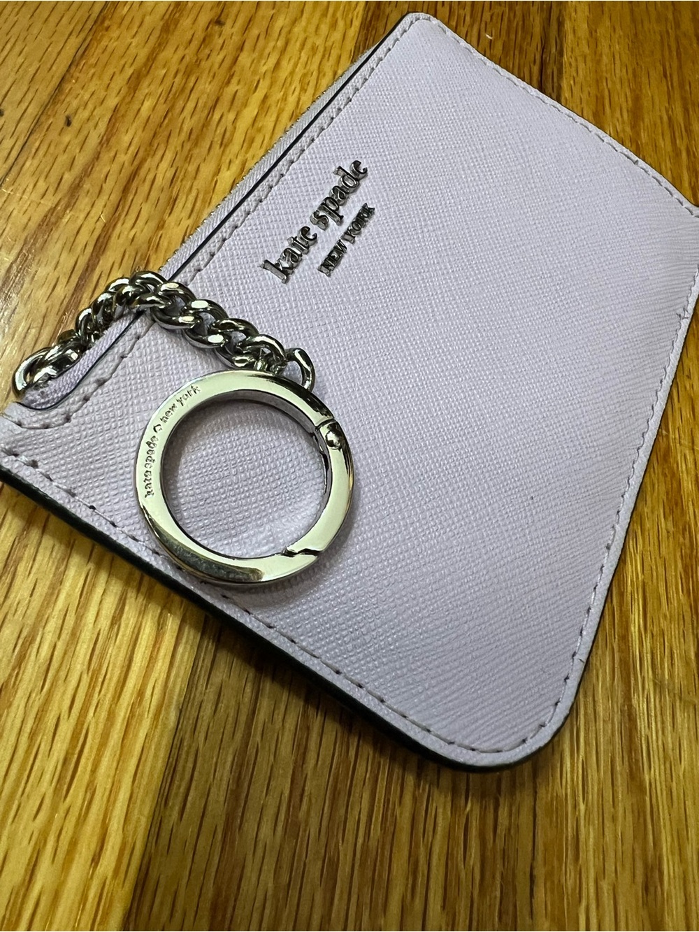 kate spade light lavender card key pouch with keyring